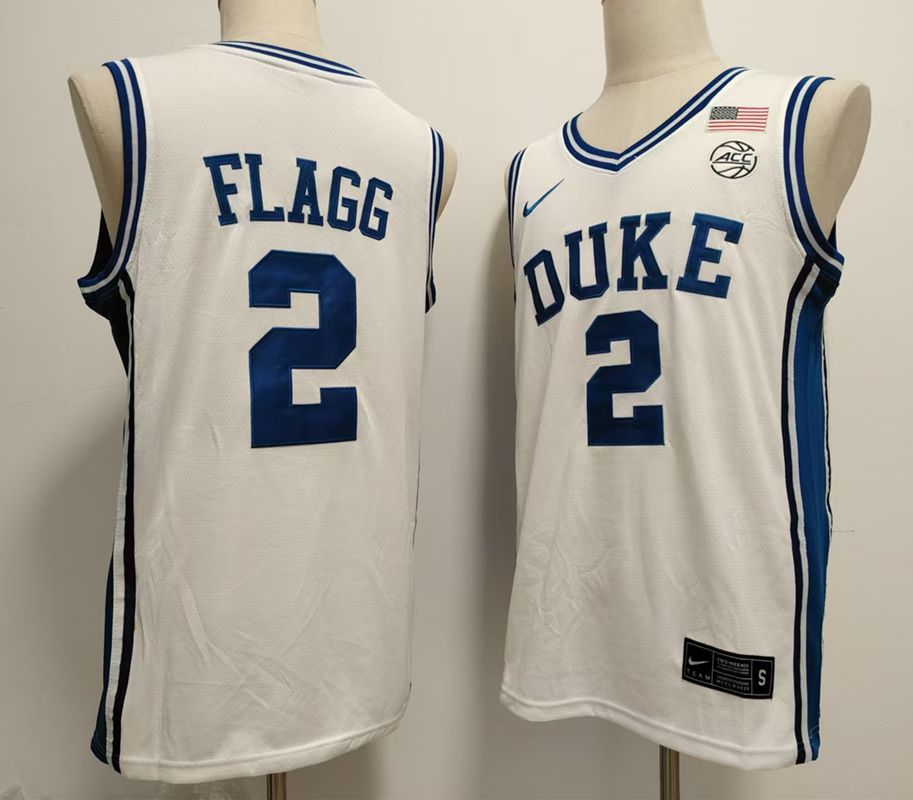 Men Duke Blue Devils #2 Flagg White Nike 2025 NCAA Jersey
